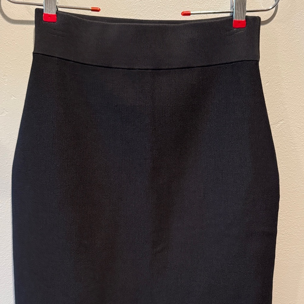 A.L.C Scalloped Black Fringe Hem Pencil Bodycon High Waisted Tassel Skirt - Picture 3 of 13